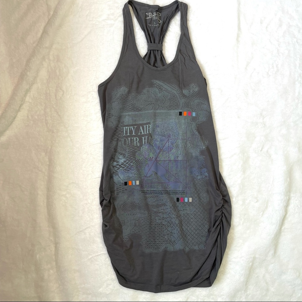 Ruched sleeveless mini dress gray Large